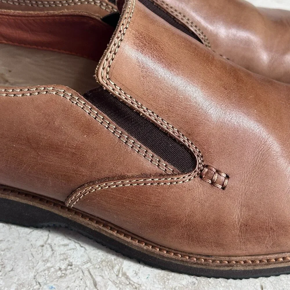 Tommy Bahama Eaton Loafers Mens 9 Brown Leather Shoes Slip On Stretch Preppy